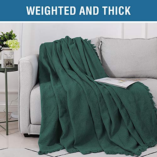 H.versailtex Cotton Sofa Covers Couch Cover Sofa Slipcover For Most Shape Sofas, Feature Thick Woven Jacquard Seamless With Tassels, Multi-Use Decorative For Couch (Large: 71" X 102", Green) #TOP4