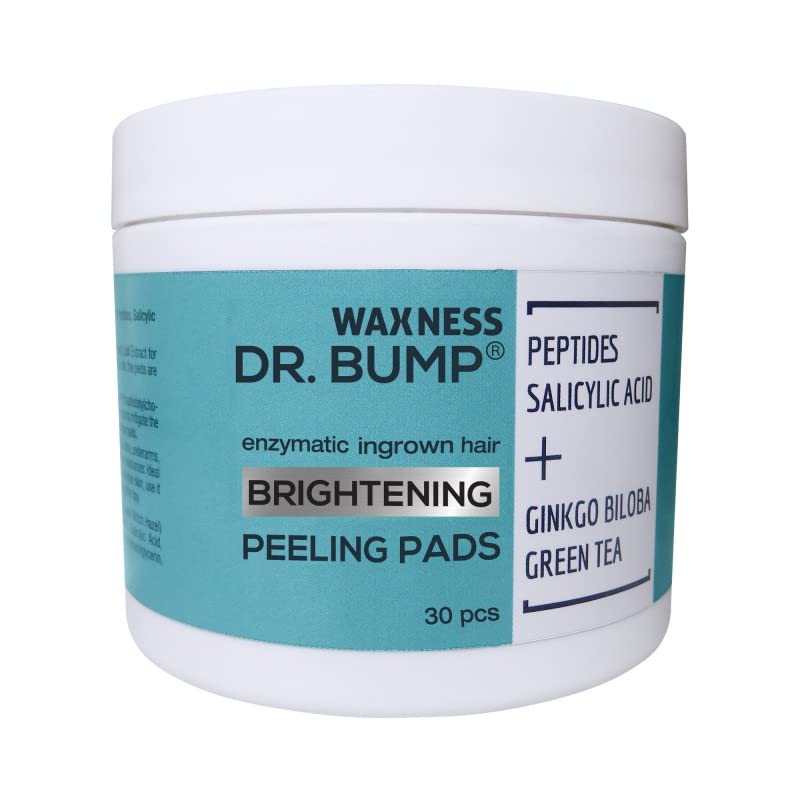 Waxness Dr. Bump Enzymatic Ingrown Hair Pads Peeling & Brightening Treatment 30 pcs – Post Wax & Shave Skin Care – Professional Skin Care – Made in USA