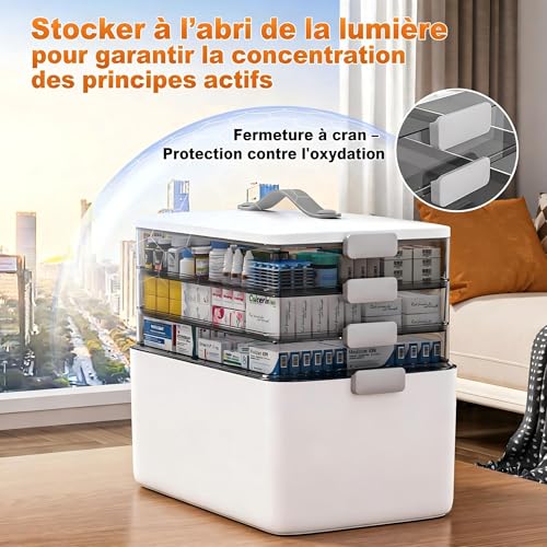 Boîte de rangement à médicaments pour trier et sécuriser la pharmacie - 5