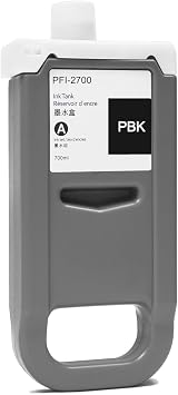 PFI-2700 Ink Cartridge Pigment Ink Tank PFI2700 Compatible for Canon ImagePROGRAF PRO-2600 PRO-4600 PRO-6600 GP-2000 GP-4000 GP-4600S GP-6600s Printers 700ml, Photo Black