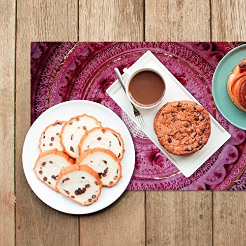 Set de table en tissu avec dentelle de finition soignée de table rose