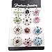 L'VOW Small Size Mixed Color Wedding Bridal Crystal Flower Brooches Pack of12 (Multicolor （2.2-3cm）)