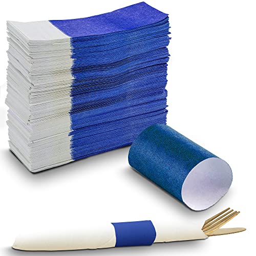 MT Products Self-Adhering Bond Paper Napkin Band 1.5 inches x 4.25 inches Pack of 750 Pieces (Blue)