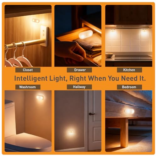 LIBERATECH Rechargeable Motion Sensor Night Light, 2-Color White & Warm Toilet Light with Auto/On Mode, Magnetic & Adhesive Installation for Bathroom, Bedroom, Hallway (2 Pack) - image 2