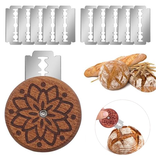 WnlahuWA Bäckermesser, Teigmesser, Brotklinge Brot, Rundes Brotmesser, Brot Cutter Messer, mit 10 Klingen, Einschneidemesser Brot, Brotbackwerkzeuge,...