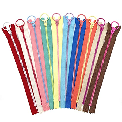 カラフル バイカラー リング ファスナー 10本 セット (20cm, タイプA) カラフル バイカラー リング ファスナー 10本 セット (20cm, タイプA)