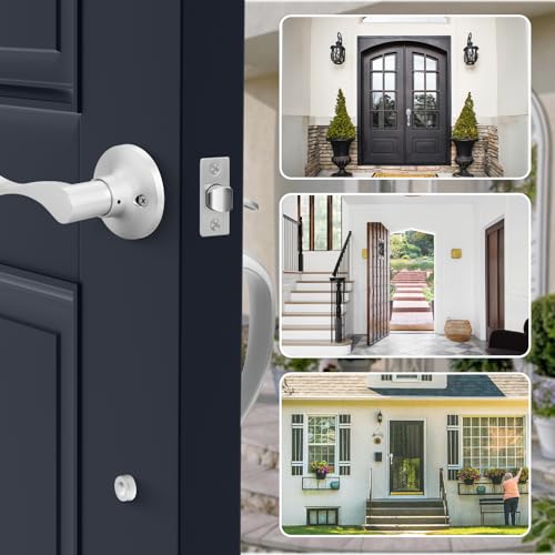 Image of Haidms Brushed Nickel Front Door Handle No Lock, Exterior Door Handleset with Reversible Handle Lever, Keyless Single Cylinder Entry Door Handle with Lower Half Lever for Left and Right Hand Door