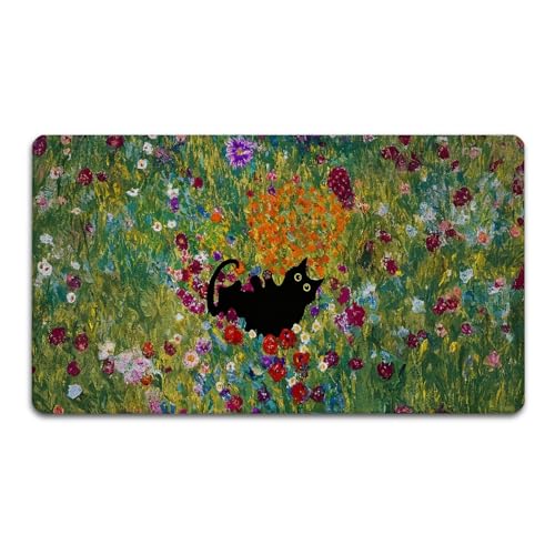 Funny Black Cat Front Door Mat Outside Entrance - Welcome Mats Cute for Patio Wildflower Decorative Door Mats for Indoor Outdoor Porch Inside Entryway Housewarming Gifts Idea for Cat Lovers