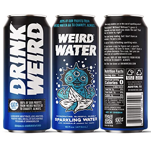 Drink Weird - Weird Water, Clean And Bubbly Mineral Enhanced Sparkling Water, 12 Pack Of 16Oz Cans #TOP4
