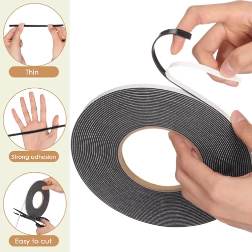 Image of Tatuo 2 Rolls Double Sided Foam Tape PE Foam Tape Sponge Soft Mounting Adhesive for DIY Craft Picture Poster Hanging(1 /4 Inch by 33 Feet,Black)