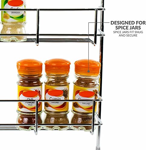 Image of andrew james 1 /2 /3 /4 /5 Spice Rack Organiser - No Assembly Needed | Chrome Hanging Spice Shelf for Inside Cupboard Door or Wall Mounted | Kitchen Organiser (5-Etage)