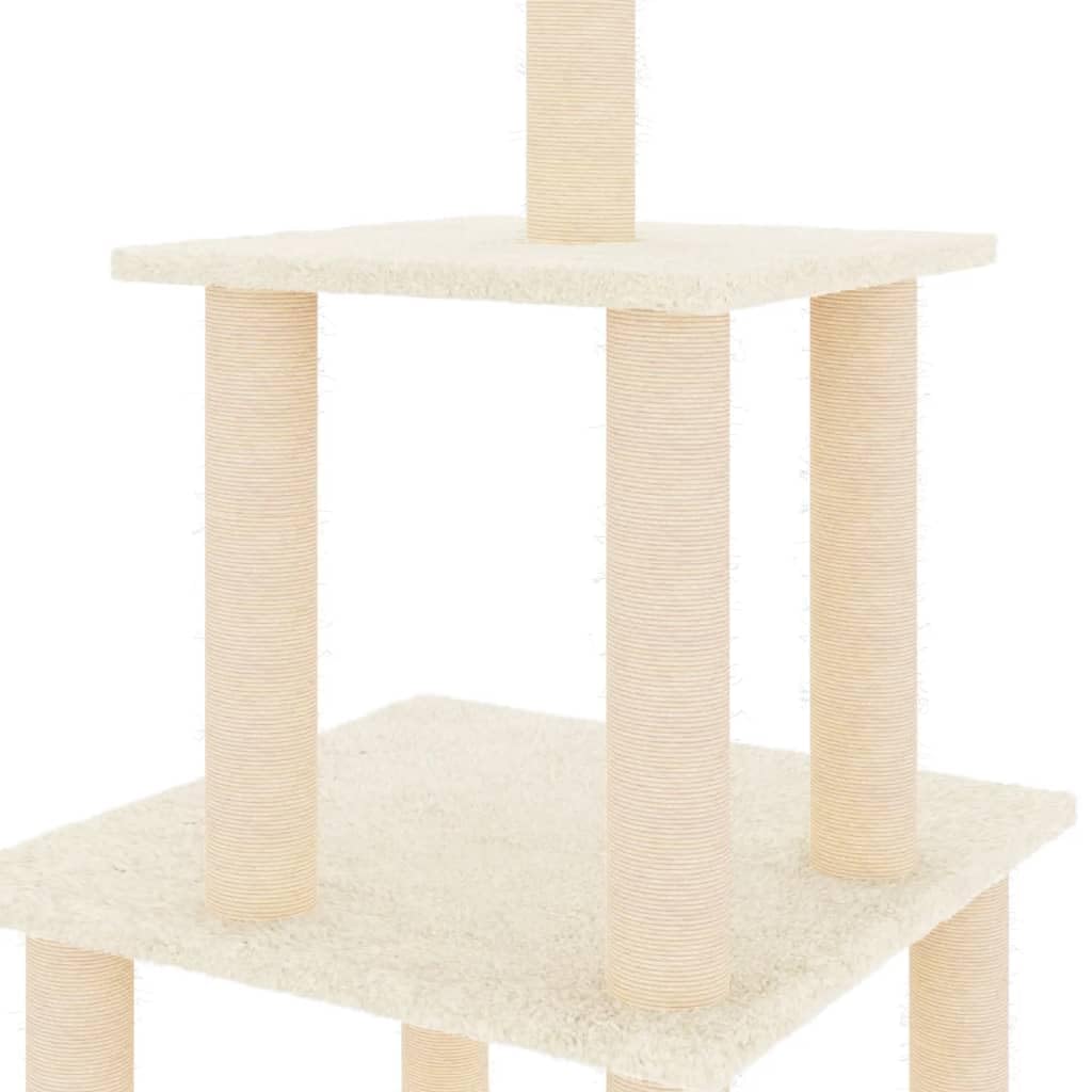 ShGaxin Skrobaczka dla kota z sizalowymi słupkami w kolorze kremowym 111 cm, drapak dla kota, drapak dla kota, akcesoria dla kotów, wieża dla kota, rozrusznik dla kota, domek dla kota