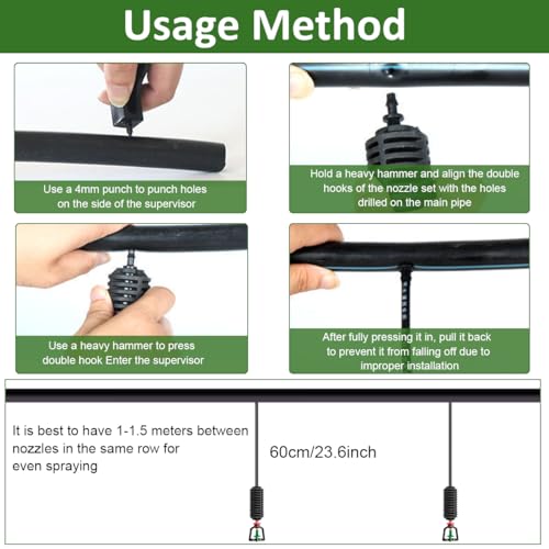 Image of HASTHIP Hanging Drip Irrigation Kit - Hanging Garden Sprayer - 60CM Rain Fall Sprinkler - 360 Rotary Sprinkler Automatic Irrigation Equipment - Plant Watering Spray for Greenhouses, Garden (10Pcs)