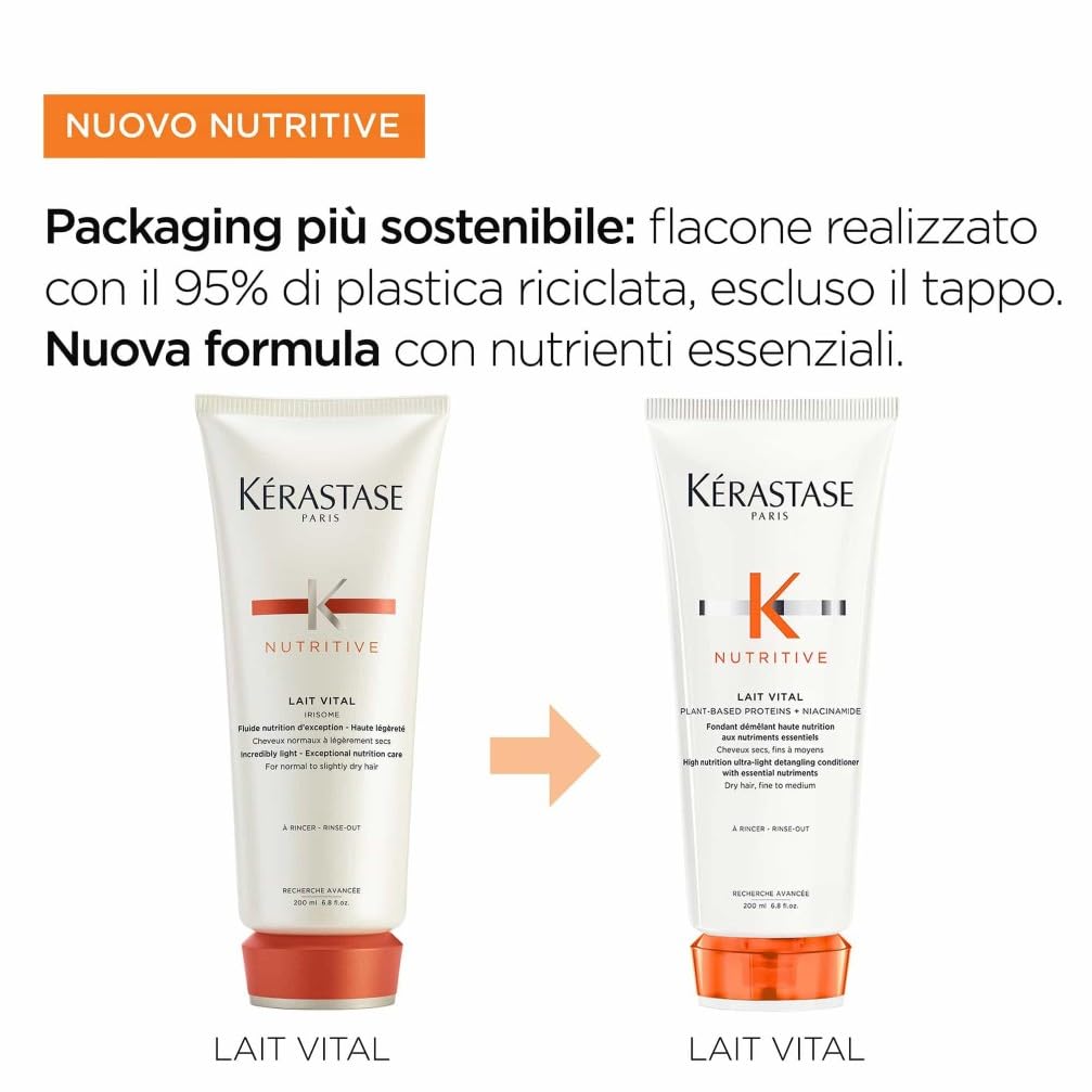 Kérastase, Nutritive, Balsamo Nutriente e Districante, Per Capelli Secchi da Fini a Medi, Con Nutrienti Essenziali, Lait Vital, 200ml
