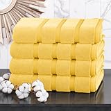 Luxuriöses Handtuch-Set, 100 % Baumwolle, 4-teiliges Badetuch-Set, Badetuch, 500 g/m², Badetücher, 4-teiliges Set, Gelb