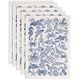 Motif de Vie Marine : 5 feuilles de papier de transfert de glaçure mesurent 37x52cm/14.6x20.5in chacune, parfait pour envelopper de grands plateaux ou couper en petits morceaux pour les tasses et les vases sans gaspillage