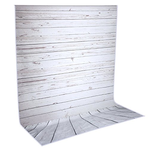 Neewer 5x7ft/152x213cm Light Grey 100% Polyester Wooden Backdrop Background for Photography Studio Video Shooting (Backdrop Only!)