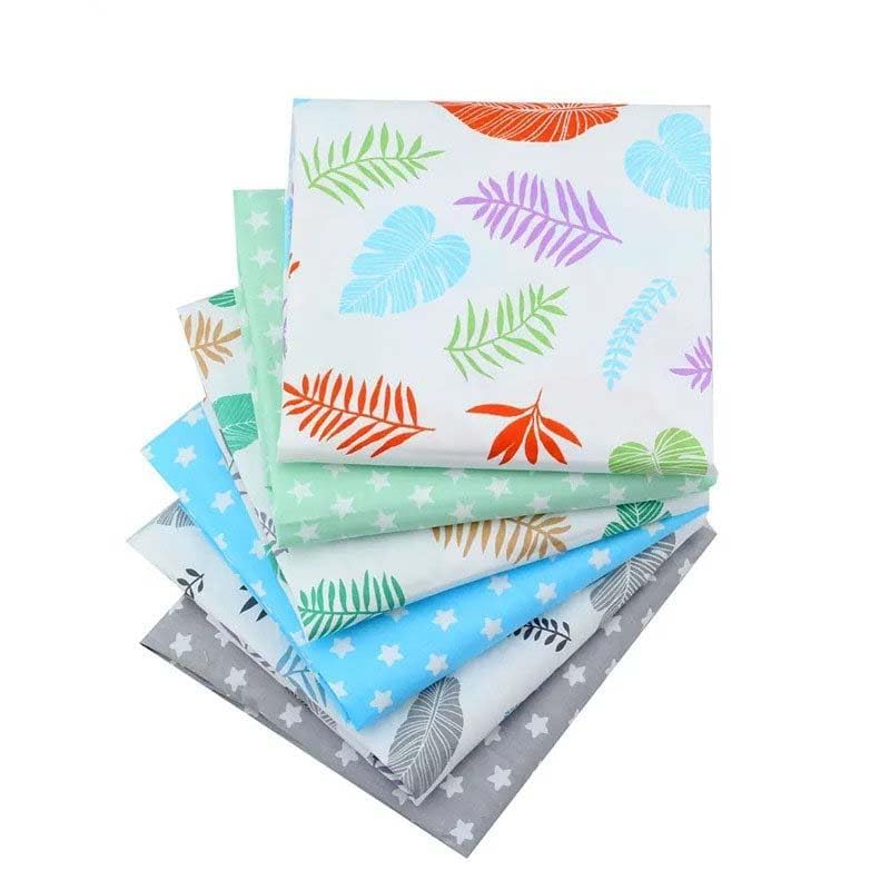 CraftsFabrics 6pcs/Lot Stars Tropical Leaves 100% Cotton 40x50cm Wide Fat Quarters Fabric Bundle for Children's Quilting - Image 2