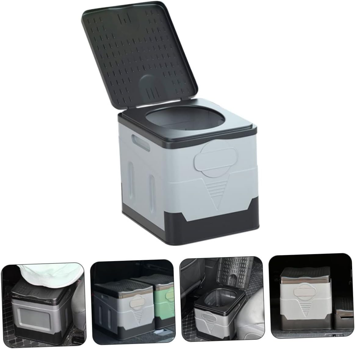 Portable Foldable Toilet for Camping Travel Emergencies Compact Outdoor Potty for Adults Easy to Carry Wear-resistant Design Black Grey