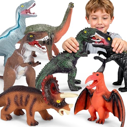 7 Piece Jumbo Dinosaur Toys Big Dinosaur Toy for Boys Realistic G...