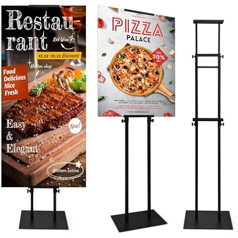 USCNC Floor Poster Board Stand, Double-Sided for Board & Foam Sign, Adjustable Metal Sign Holder, Height Up to 82Inches Poster Stand for Display Pedestal Sign Stand Cover
