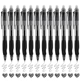 USUAL Retractable Erasable Pens 12 Black Erasable Gel Pen 0.5mm Erasable Gel Pens Black Make Mistakes Disappear Smooth Writing Pen Office Back-to-School Supplies (Black)
