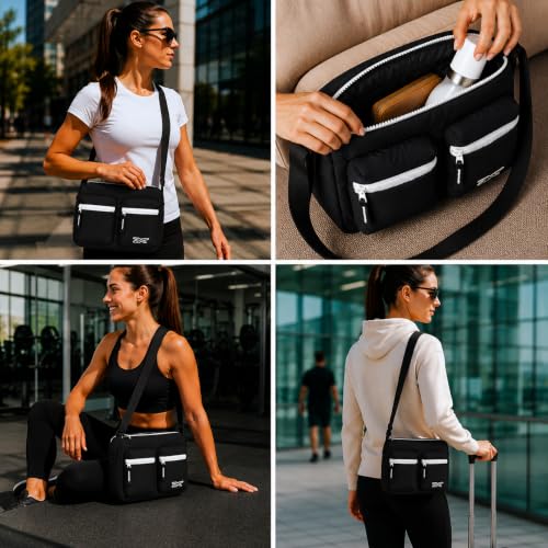Image of Reebok Crossbody Bags for Women - Lightweight Nylon Small Cross Body Bag Purse with Adjustable Strap for Casual Travel