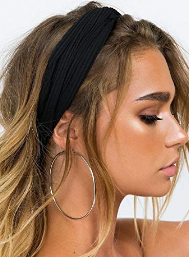 Huachi Headbands For Women Girls Top Knot Stretchy Headband Boho Twist Hair Bands Cute Fashion Hair Accessories, Solid Color, 8Pcs #TOP3