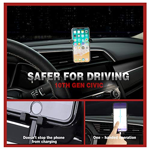 Thenice for 10th Gen Civic Cellphone Mount Mobile Phone Holder Support, 360 Degree Car GPS Bracket, Smartphone Stand for Honda Civic 2020 2019 2018 2017 2016