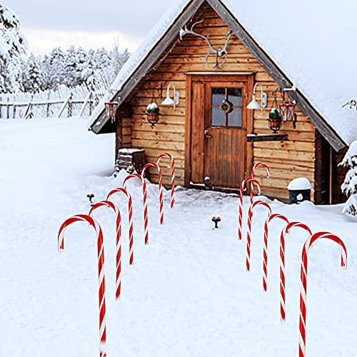 Biswing Christmas Outdoor Candy Cane Lights, 12 Pcs Christmas Pathway Markers With 72 Count Warm White Lights, Connectable For Indoor Outdoor Holiday Walkway Patio Garden Christmas Ornament thumb #5