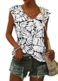 WNEEDU Camiseta Manga Corta Mujer Verano Camiseta sin Mangas Mujer Blusas Sueltas Casuales Mujer S Rayas Rojo Verde