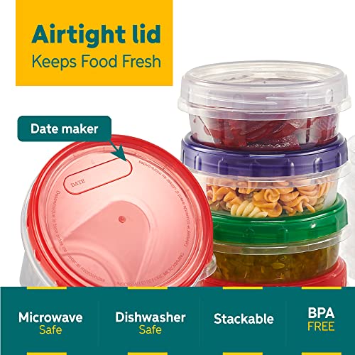 Elegant Disposables 8 Ounce Plastic Food Storage Containers With Colored Twist Top Lids Reusable Leak Proof Deli Containers For Freezer Storage Meal Prep (12) #TOP4