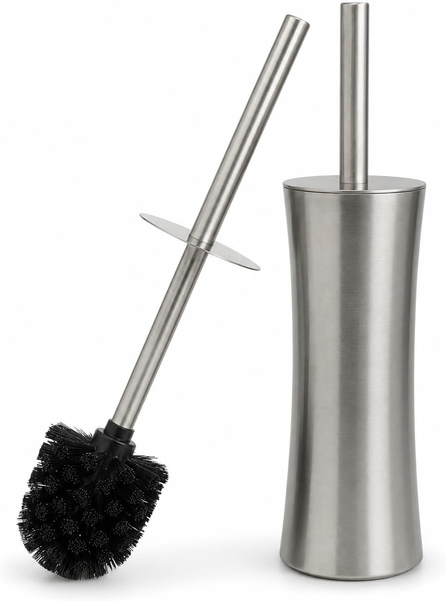 Vince Camuto Toilet Bowl Brush with Holder, Durable Bathroom Cleaning Tool, Modern Design for Easy Toilet Maintenance, Bathroom Cleaner Brush for Efficient Cleaning and Hygiene