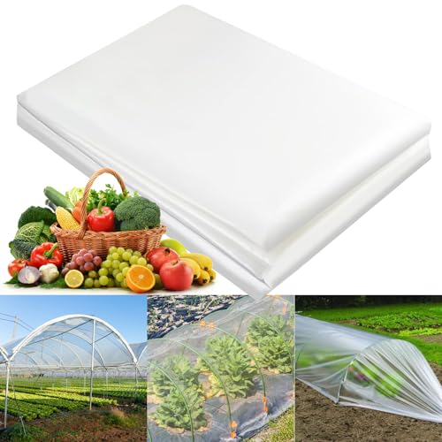 Yanghad Plástico para Invernadero, 3m x 6m Transparente Película de Polietileno, Película para Invernadero de Jardín, Cubierta Invernadero Plastico para Agricultura, Hortalizas y Jardines