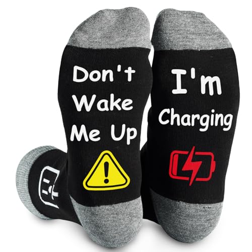 HUEGLO Birthday Funny Gifts For Men Fathers Day Gift For Dad Grandad Husband Boyfriend Funny Novelty Socks Cotton Presents For Men (UK Alpha M Regular Regular Charging)