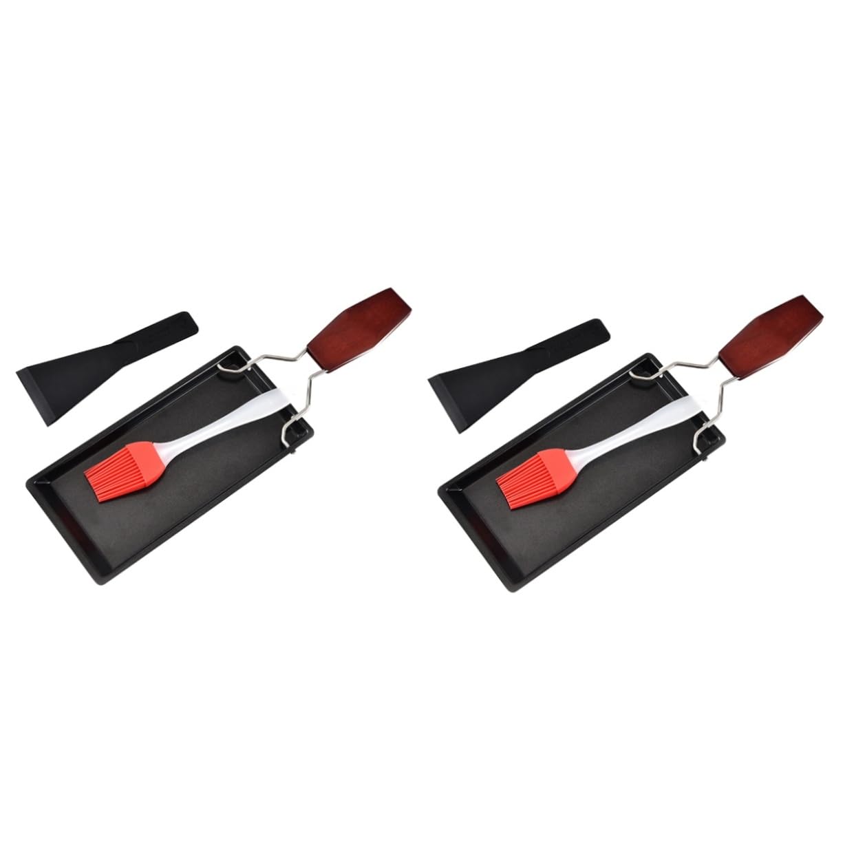 RORPOIR 2 Sets Pcs Non-stick Metal Bbq Pan Set Griddle Comal Steak Comal Bakeware for Grill