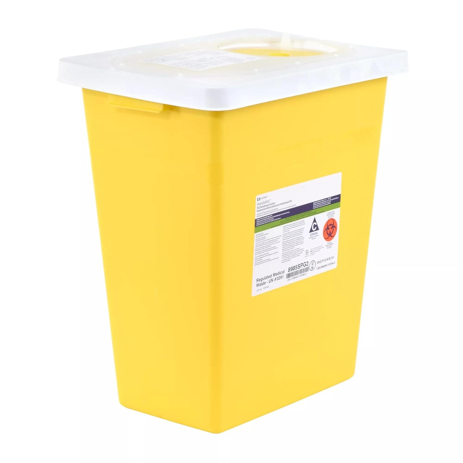 SharpSafety™ Chemotherapy Container, PGII, Slide Lid, Yellow, 8 Gallon, Case of 10