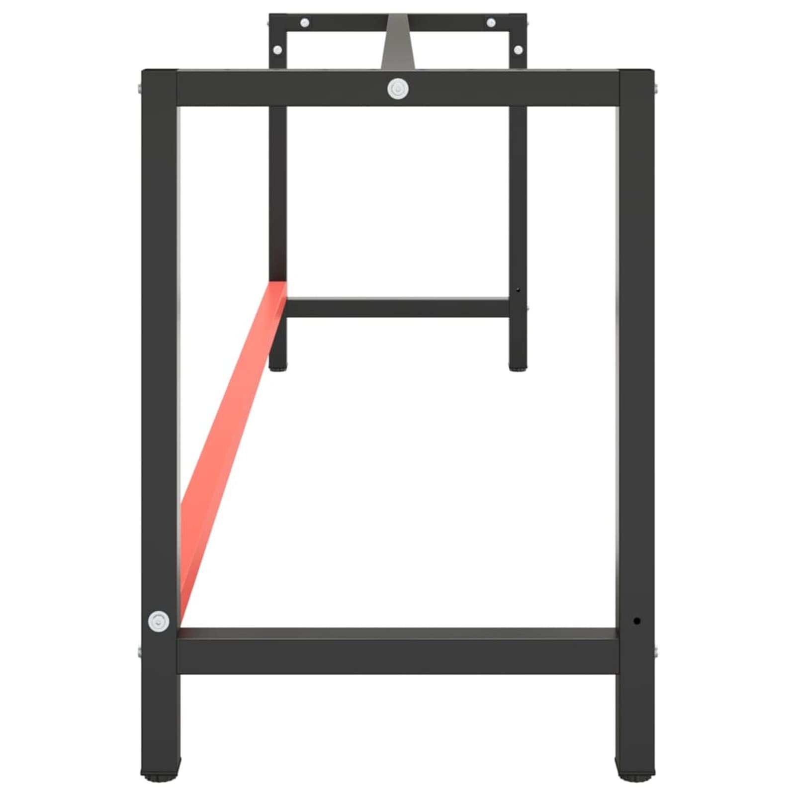 Tidyard Estructura Banco de Trabajo Metal Soporte de Mesa Taller Herramientas Moderno Base de Banco de Trabajo Negro y Rojo Mate 220x57x79cm
