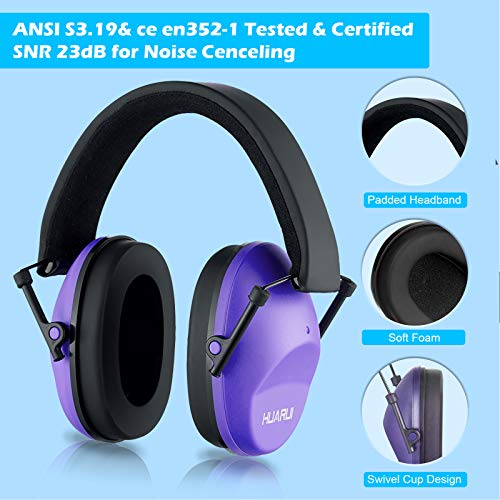Huarui Noise Cancelling Ear Muffs For Shooting Hunting, Adjustable Shooting Ear Muffs,Shooters Ear Protection Safety Ear Muffs, Lightweight Ear Muffs Noise Protection (Purple) #TOP4