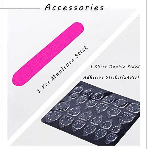 Fulztey French Long Press On Nails Coffin Glossy Yellow-Purple Stripes Full Cover False Nails For Women Ballerina Nail Art Diy Acrylic Fake Nail Tips Stick On Nails 24Pcs #TOP3