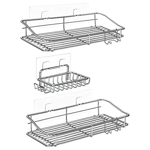 Nieifi Shower Caddy Basket with Hooks Soap Dish Holder Shelf for Shampoo Conditioner