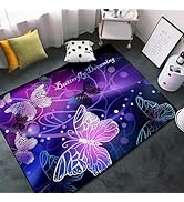 Lovely Butterfly Area Rug for Girls Soft Cartoon Butterfly Rugs for Girls Bedroom Bathroom Home L...