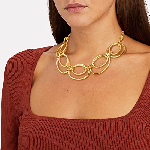 Chunky Gold Necklace for Women: 14k Gold Plated Loop Chain Link Statement Choker Necklace for Women - Chunky Fashion Pendant Jewelry2