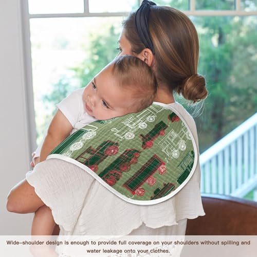 Train Camo Green Burp Cloths Baby Boys Girls Absorbent Soft Cotton Burping Cloths Rags, 4 Pack4