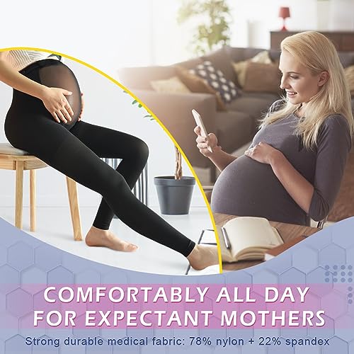 beister maternity medical compression tights 20-30mmhg graduated support pregnancy legging with button elastic band amp abdominal protection footless high waist compression pantyhose for varicosity