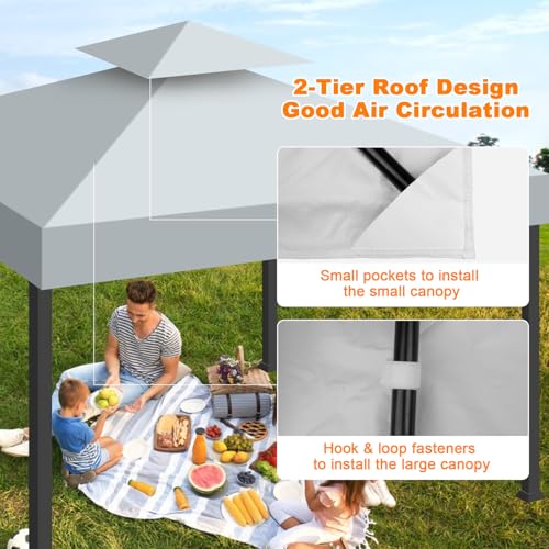 Toldo Recambio para Pérgola 3x3 m, Techo de Recambio para Carpa Cenador de Jardín Impermeable con Ventilación, Cubierta Amovible para Jardín, Camping, Playa y Protección Solar - imagen 4