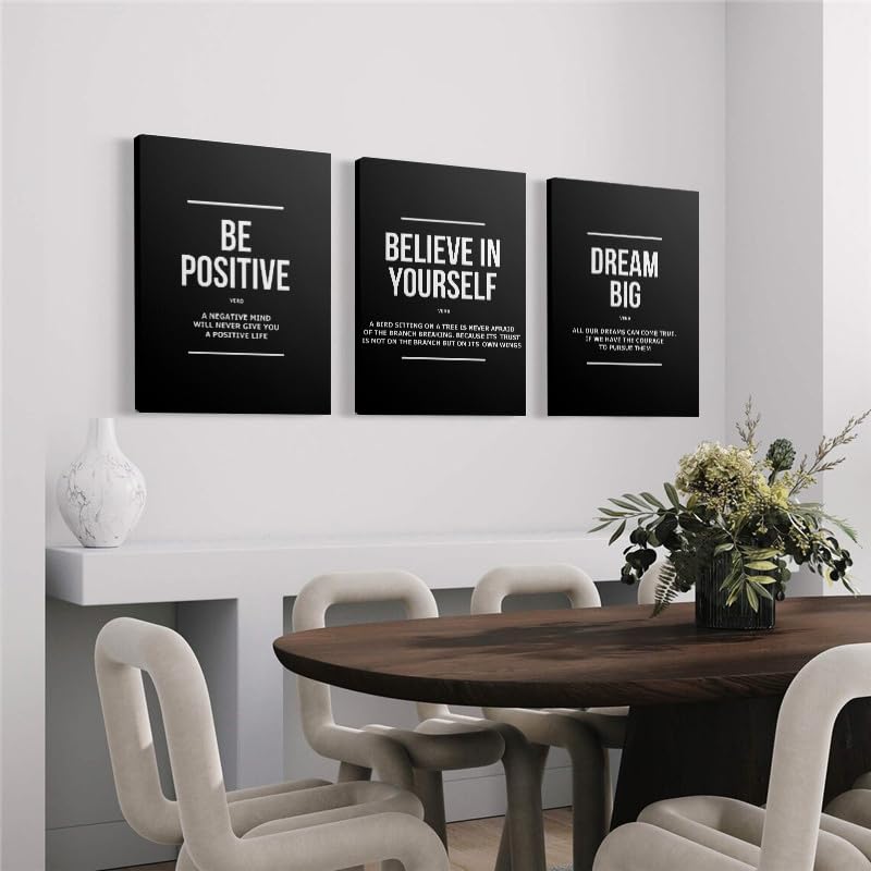 Peinture sur toile citations inspirantes GLWDMH lot de 3 tableaux de 20x30 cm pour décoration