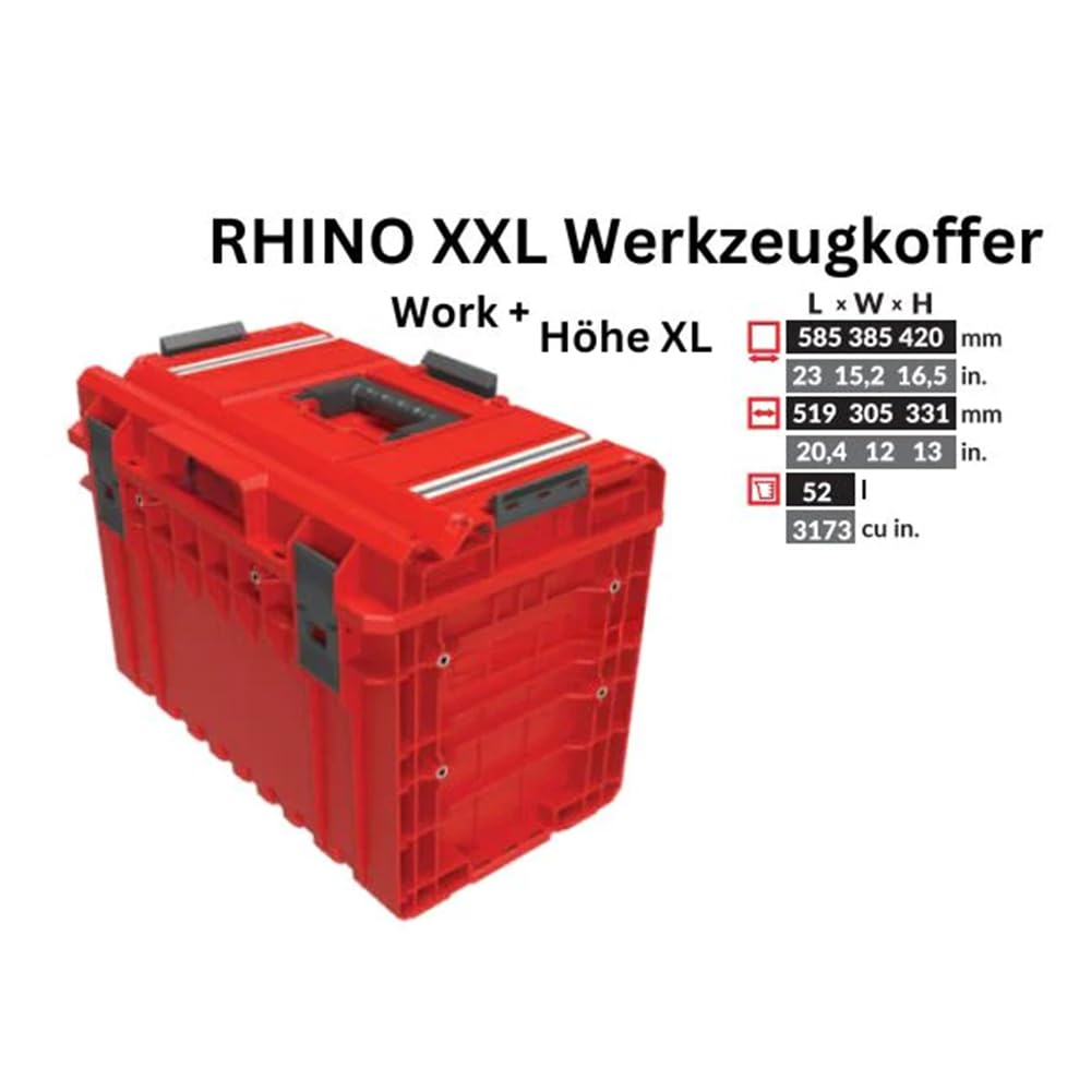 Toolbrothers RHINO ONE 450 2.0 Technik RED ULTRA HD Custom walizka narzędziowa organizer modułowy 585 x 385 x 420 mm 52 l można układać w stos IP66