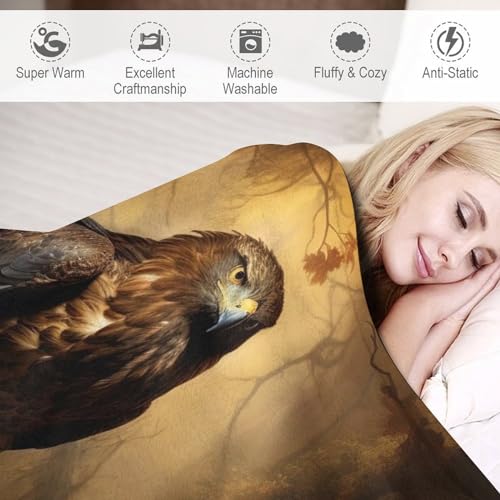 Couverture polaire douce flanelle chaude aigle plaid lit - 4