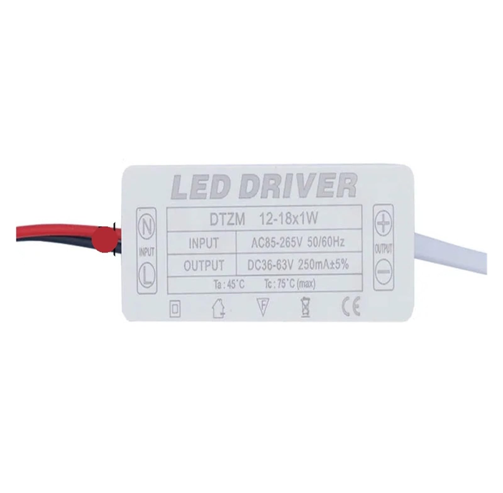 PWANUIGTE LED Driver 300mA 1-3w 4-7w 8-12w 18w 20w 18-25w 25-36w Constant Current Power Supply(12-18W 250mA)